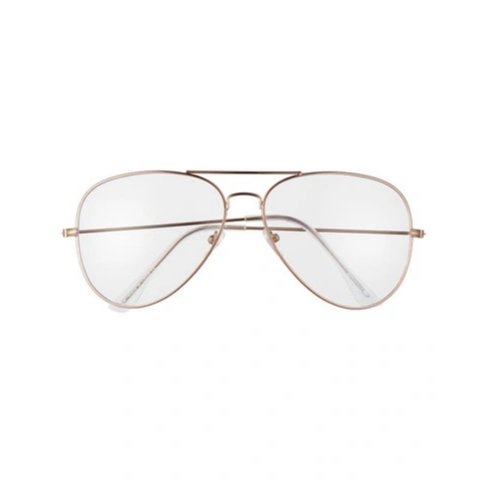 BP 59mm Aviator Blue Light Filtering Rose Gold Wire Rim Glasses NWT